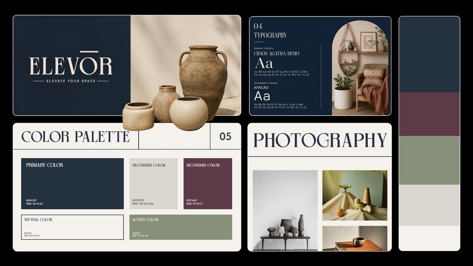 Elevor brand identity boards