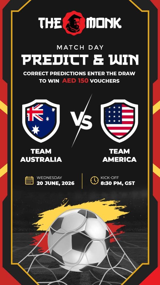 The Monk Predict and Win match-day poster